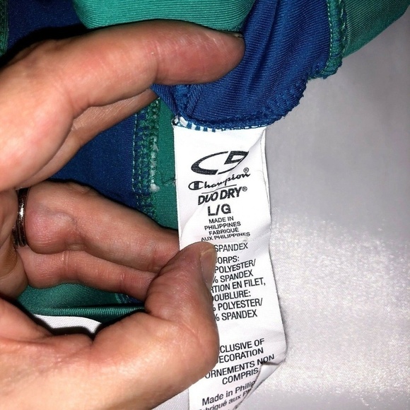 Champion Women's L Large Sportsbra DuoDri Racerback Low Impact Green Blue - Picture 6 of 6